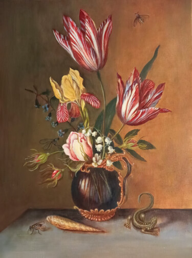Vibrant Bouquet 绘画 标题为“Vibrant Bouquet” 由Nurgaliy Abdigaliyev, 原创艺术品, 油