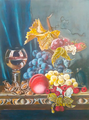 Fruit and Glass Still Life 绘画 标题为“Fruit and Glass Sti…” 由Nurgaliy Abdigaliyev, 原创艺术品, 油