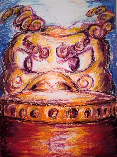 Schilderij getiteld "Okinawa Taiko and l…" door Fernando Josei Kanashiro Pereira, Origineel Kunstwerk, Pastel