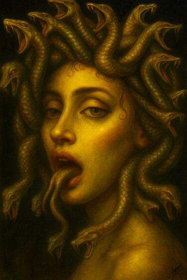 绘画 标题为“Medusa” 由Spencer Derry, 原创艺术品, AI生成的图像