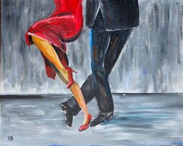 Painting titled "Танцующие люди" by Sergej Vasil Ev, Original Artwork, Acrylic Mounted on Cardboard