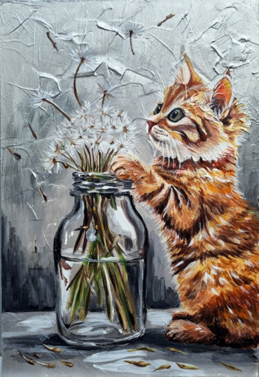 绘画 标题为“Curious Kitten with…” 由Olga Dar, 原创艺术品, 丙烯