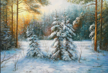 绘画 标题为“Winter Trees in Gol…” 由Nurgaliy Abdigaliyev, 原创艺术品, 油