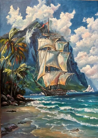 Pintura intitulada "Mysterious island" por Marina Gavrilova, Obras de arte originais, Óleo