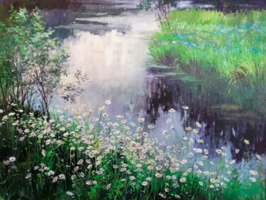 Painting titled "Peaceful Horizon" by Nurgaliy Abdigaliyev, Original Artwork, Oil