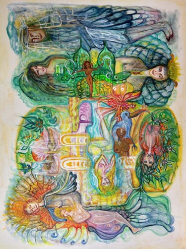 Pittura intitolato "Variationen der Lie…" da Annemarie Stelzer, Opera d'arte originale, Acrilico