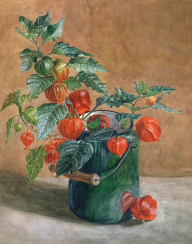 Vibrant Lantern Flowers 绘画 标题为“Vibrant Lantern Flo…” 由Nurgaliy Abdigaliyev, 原创艺术品, 油