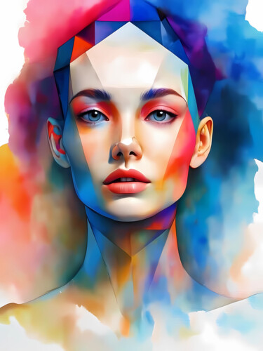 Painted beautiful woman, beautiful porteait 数字艺术 标题为“Painted beautiful w…” 由Pict T Mosb, 原创艺术品, AI生成的图像