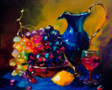 绘画 标题为“Fruit and Wine” 由Nurgaliy Abdigaliyev, 原创艺术品, 油