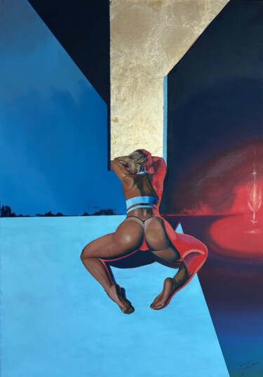 绘画 标题为“Red Light” 由Laszló Juhász, 原创艺术品, 油