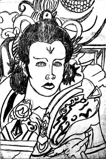 图画 标题为“La chinoise1” 由José Espiguinha, 原创艺术品, 铅笔