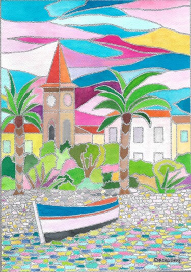 Drawing titled "Cros de Cagnes, lum…" by Eric Audry, Original Artwork, Ink