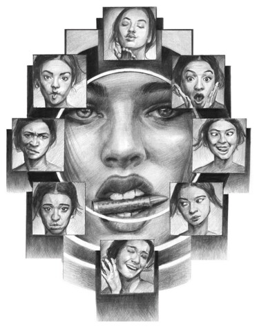 图画 标题为“What Are You?” 由Laszló Juhász, 原创艺术品, 石墨