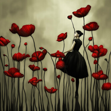 Digital Arts titled "Crimson Reverie" by Massimo Zanotti, Original Artwork, AI generated image