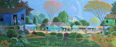 Pittura intitolato "Feira de quinta" da Edivaldo, Opera d'arte originale, Acrilico Montato su Telaio per barella in legno
