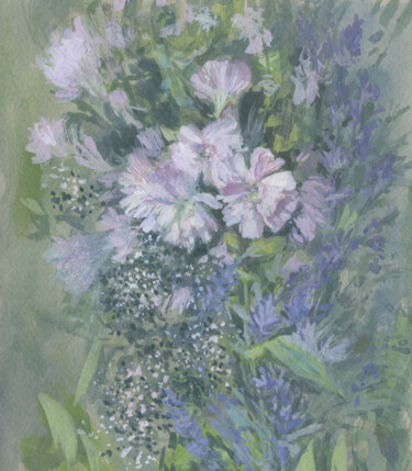 Drawing titled "Summer flowers" by Svetlana Belyaeva, Original Artwork, Gouache
