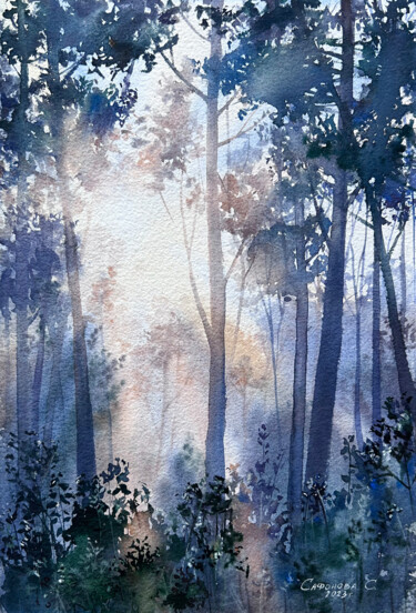 绘画 标题为“The sun rays in the…” 由Svetlana Safonova, 原创艺术品, 水彩