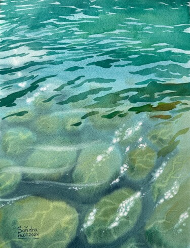 绘画 标题为“Sea depth” 由Oleksandra Padushyna, 原创艺术品, 水彩