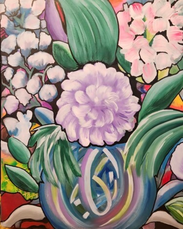 绘画 标题为“Botanical Opus” 由Christine Meeks, 原创艺术品, 丙烯 安装在木质担架架上
