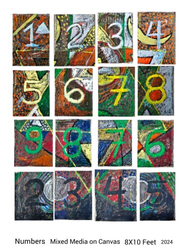 Картина под названием "Number Game" - Rounak Rai Artist Rounak Rai, Подлинное произведение искусства, Акрил