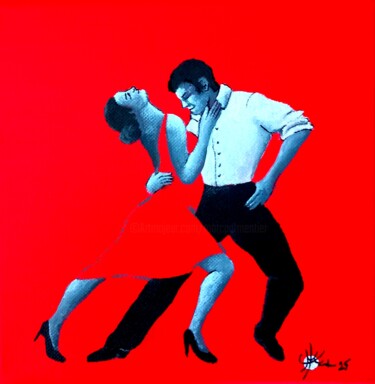 绘画 标题为“Tango rouge XXVII” 由Marc Parmentier, 原创艺术品, 丙烯 安装在木质担架架上