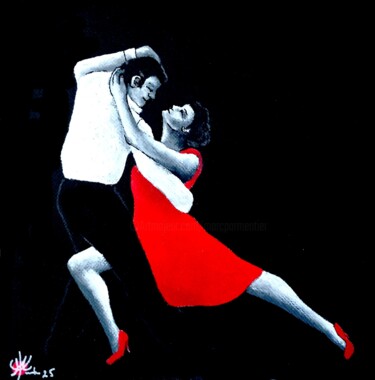 绘画 标题为“Tango noir XVIII” 由Marc Parmentier, 原创艺术品, 丙烯 安装在木质担架架上