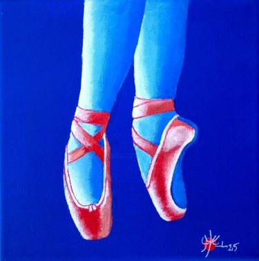 绘画 标题为“Pointes bicolores II” 由Marc Parmentier, 原创艺术品, 丙烯 安装在木质担架架上