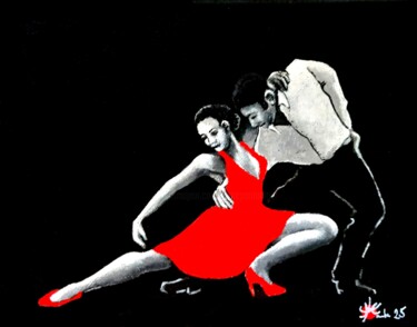 绘画 标题为“Tango noir XX” 由Marc Parmentier, 原创艺术品, 丙烯 安装在木质担架架上