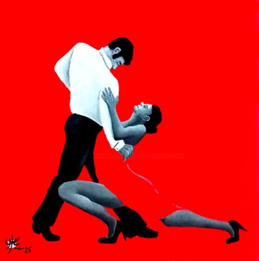 绘画 标题为“Tango rouge XXIX” 由Marc Parmentier, 原创艺术品, 丙烯 安装在木质担架架上