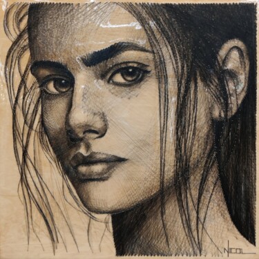 Textile Art titled "Nicol" by Nicol Vacaru, Original Artwork, Thread Mounted on Wood Panel