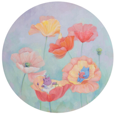 Картина под названием "Summer Poppies" - Olya Yatsenko, Подлинное произведение искусства, Масло