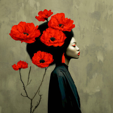 Arte digitale intitolato "Scarlet Silence" da Massimo Zanotti, Opera d'arte originale, Immagine generata dall'IA