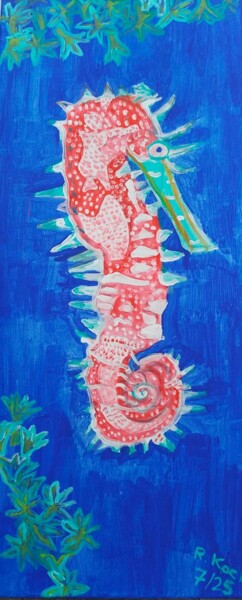 绘画 标题为“The thorny seahorse” 由Renate Kock, 原创艺术品, 丙烯 安装在木质担架架上