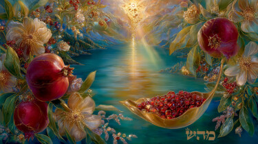 Elixir of Light. Flow of Healing Waters Цифровое искусство под названием "Elixir of Light. Fl…" - Asnat Unnger, Подлинное произведение искусства, Цифровая живопись