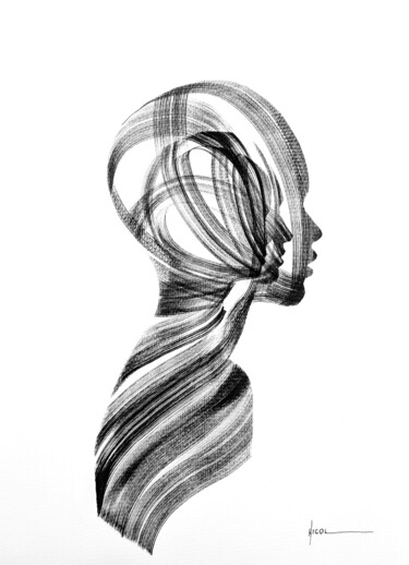 Within Her Silence 绘画 标题为“Within Her Silence” 由Nicol Vacaru, 原创艺术品, 墨