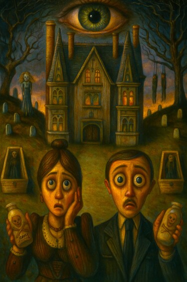 The Haunted Dolls' House Version One 绘画 标题为“The Haunted Dolls'…” 由Spencer Derry, 原创艺术品, AI生成的图像