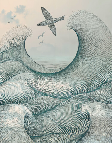 数字艺术 标题为“Et des poissons vol…” 由Julien Louvier Legrand (Ju), 原创艺术品, 数字拼贴
