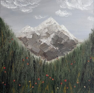 Pittura intitolato "Mountain Breath" da Diana Ostroga (Diana Ledenko), Opera d'arte originale, Olio Montato su Telaio per ba…