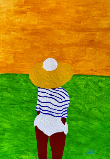 Under the Sun Hat (woman in hat in Tuscany) 绘画 标题为“Under the Sun Hat (…” 由Jena Belle, 原创艺术品, 丙烯
