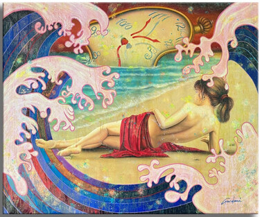 Pintura intitulada "Ocean Breeze" por Gardani, Obras de arte originais, Óleo Montado em Armação em madeira