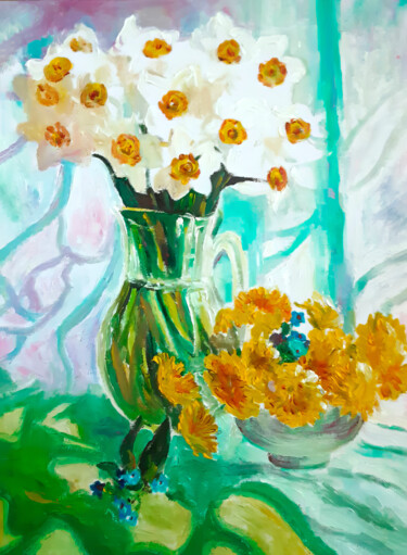 绘画 标题为“spring flowers in b…” 由Yerkezhan Kamentayeva, 原创艺术品, 油