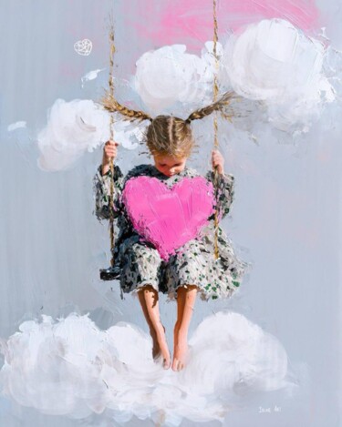 Arte digitale intitolato "Embrace in the clou…" da Irine Art, Opera d'arte originale, Collage digitale