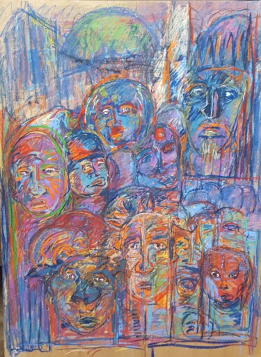 Disegno intitolato ""les gueules.."" da Thierry Pujalte, Opera d'arte originale, Acrilico