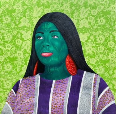 绘画 标题为“BLACK PORTRAIT 2 (q…” 由Oluwafemi Afolabi, 原创艺术品, 丙烯