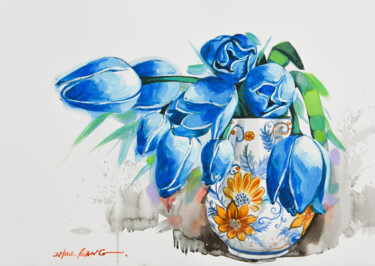 绘画 标题为“flower02” 由Kang Zhou, 原创艺术品, 水彩