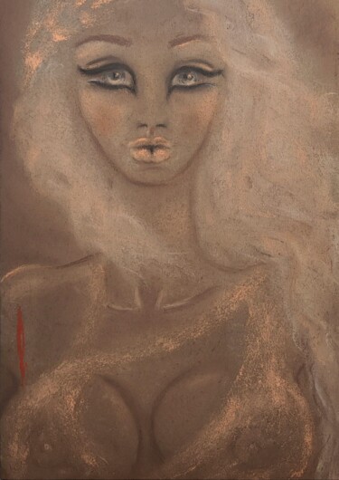 Disegno intitolato "Golden hour Goddess" da Olesya Nikolaeva, Opera d'arte originale, Pastello