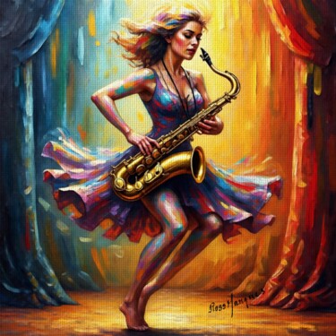 Arte digitale intitolato "Saxofonista" da Ross Marques, Opera d'arte originale, Pittura digitale