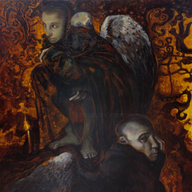 Картина под названием "Frightened Angels" - Pavel Guliaev, Подлинное произведение искусства, Масло Установлен на Деревянная…
