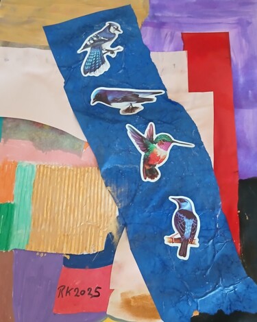 Collages getiteld "Vogelparade" door Ronnie Kolner, Origineel Kunstwerk, Collages