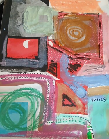 Collages getiteld "Lijnenspel" door Ronnie Kolner, Origineel Kunstwerk, Collages